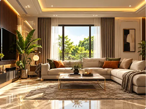 Living room with corner sofa